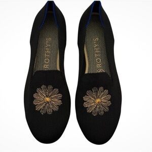 Rothy's Black and Gold Floral Loafers